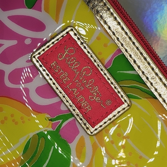 Lilly Pulitzer x Estee Lauder Pink Yellow Lemon Print Cosmetic Bag - Picture 7 of 7